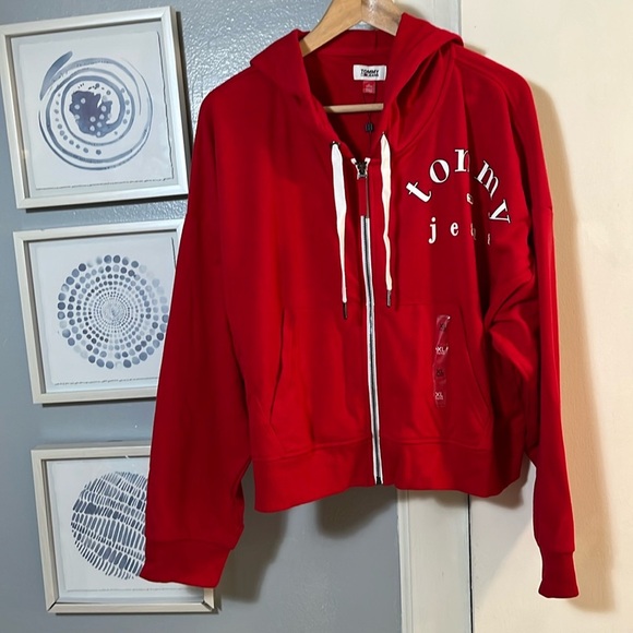NWT Tommy Hilfiger Women’s Classic Zip Hoodie Size XL Fiery Scarlet - Picture 3 of 7